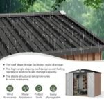Aoxun 6.2×4 FT Shed Outdoor Storage Shed with Lockable Doors &amp; Slooping Roof Metal Garden Tool Shed for Backyard, Patio, Poolside (Brown) - Image 3