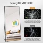 Beauty4U 71″ x 32″ Full Length Mirror with Stand, Large Floor Mirror for Bedroom, Wall Mounted or Leaning Full Body Mirror, HD Tempered Glass Dressing Mirror for Outfit Check &amp; Home Decor, Black - Image 2