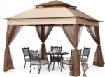MASTERCANOPY Patio Gazebo Outdoor Pop Up Gazebo with Mesh Walls (11×11,Champagne) - Image 4
