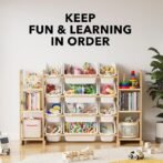SpaceAid Toy Storage Organizer with 6 Shelves and 12 Bins, Bookshelf/Bookcase, Kids Bin Shelf, Toys Box for Playroom Organization for Bedroom & Room Decor, White, 52.3″ W - Image 2