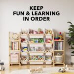 SpaceAid Toy Storage Organizer with 6 Shelves and 12 Bins, Bookshelf/Bookcase, Kids Bin Shelf, Toys Box for Playroom Organization for Bedroom &amp; Room Decor, White, 52.3″ W - Image 2