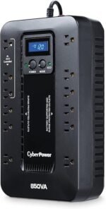 CyberPower EC850LCD Ecologic UPS Battery Backup and Surge Protector, 850VA/510W, 12 Outlets, ECO Mode, Compact, UL Certified - Image 4