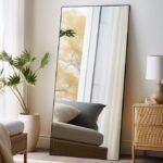 Beauty4U 71″ x 32″ Full Length Mirror with Stand, Large Floor Mirror for Bedroom, Wall Mounted or Leaning Full Body Mirror, HD Tempered Glass Dressing Mirror for Outfit Check &amp; Home Decor, Black