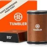 The Original Tumbler Rolling Knife Sharpener™ – Knife Sharpening Made Easy – Rolling Knife Sharpener Tool for Kitchen Knives – Knife Sharpener Kit Offers 15 &amp; 20 Degree Sharpening (Wood)