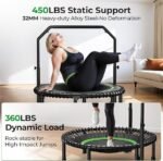 BCAN BT2 450/550LBS Mini Rebounder Trampoline for Adults with Bar, Fitness Trampoline with Bungees, Adjustable Handle, Stable &amp; Quiet, Indoor Outdoor, Whole-Body Workout &amp; Relaxation at Home-40IN/48IN - Image 2