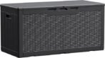Devoko 100 Gallon Waterproof Large Resin Deck Box Indoor Outdoor Lockable Storage Container for Patio Furniture Cushions Garden Tools (100 Gallon, Black)