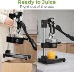 Zulay Kitchen Cast Iron Juicer – Easy-to-Clean Heavy-Duty Manual Juicer, Professional Citrus Juicer – Stainless Steel Lemon Squeezer – Manual Citrus Press &amp; Orange Squeezer – Orange Juicer (Black) - Image 4