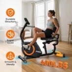 Recumbent Exercise Bike for Home Use, Quiet Recumbent Stationary Bikes for Adults &amp; Seniors, 16-Level Resistance, Adjustable Seat, Supports 400LB, Pulse Sensors &amp; LCD Display - Image 3