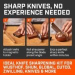 The Original Tumbler Rolling Knife Sharpener™ – Knife Sharpening Made Easy – Rolling Knife Sharpener Tool for Kitchen Knives – Knife Sharpener Kit Offers 15 &amp; 20 Degree Sharpening (Wood) - Image 4