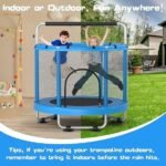 ZCMHAXJ 55″ Trampoline for Kids with Enclosure, 440lbs Capacity Indoor & Outdoor Toddler Trampoline with Adjustable Gymnastics Bar & Toys, for Boys & Girls - Image 2