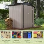 Patiowell 6×4 FT Outdoor Storage Shed, Garden Tool Storage Shed with Sloping Roof and Double Lockable Door, Outdoor Shed for Garden Backyard Patio Lawn, Brown - Image 3