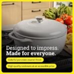 Lodge Essential Enamel Cast Iron Dutch Oven – Perfect for Bread Baking, Braising, Marinating &amp; Slow Cooking – Features Moisture-Sealing Lid &amp; Dual Handles – Kitchen Essentials – 6 Quarts – Oyster White - Image 2