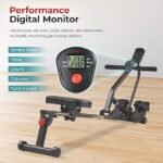 Sunny Health &amp; Fitness Compact Adjustable Rowing Machine with 12 Levels of Resistance for Complete Body Workouts and Optional Free SunnyFit App Enhanced Connectivity - Image 4