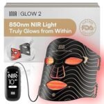 INIA Red Light Therapy Mask for Face – 4 Light Modes with 850nm NIR, Red &amp; Blue LED Light Therapy, 2600mAh Rechargeable LED Face Mask for Radiant Glow at Home, Black