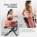 Sunny Health &amp; Fitness Row-N-Ride PRO, Full Body Combo Squat Machine w/Optional Resistance Band, Easy Setup Ab Workout Exercise Equipment for Home, Whole Body Cardio, Optional SunnyFit App Connection - Image 2