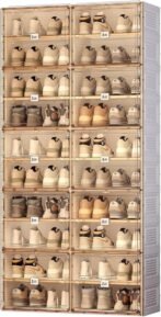 ANTBOX Portable Shoe Rack Organizer for Closet Entryway, Stackable Sneaker Storage Shoe Cabinet with Magnetic Clear Door, Large Plastic Storage containers Bins with Lids 10 Tiers 40 Pairs