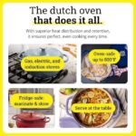 Lodge Essential Enamel Cast Iron Dutch Oven – Perfect for Bread Baking, Braising, Marinating &amp; Slow Cooking – Features Moisture-Sealing Lid &amp; Dual Handles – Kitchen Essentials – 6 Quarts – Island Spice Red - Image 2