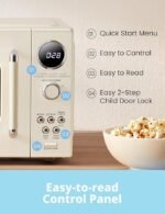 COMFEE’ Retro Microwave Oven, Small Microwave with 6 Auto Menus, 0.9 cu.ft Countertop Compact Microwave with Multi-stage Cooking, Mute Function, LED digital, Apricot/900W, CMO-MMP02AA(AT) - Image 4