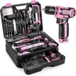 Pink Tool Kit Box Drill Set：DEKOPRO Home Mechanic Toolbox with 12V Power Cordless Drill Hand Repair Tools Sets Combo Kits Storage Organizer Drawer Case for Men &amp; Women