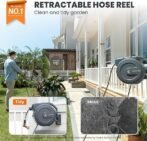 Giraffe Tools Retractable Garden Hose Reel 1/2 Inch x 130 ft, Super Heavy Duty, Any Length Lock, Slow Return System, Wall Mounted and 180 Deg Swivel Bracket - Image 2