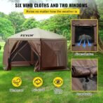 VEVOR Pop Up Gazebo Screen Tent, Pop-Up Instant Gazebo Tents with Mosquito Netting Outdoor Canopy, 6 Sided Sun Shelter 10x10ft with 6 Removable Wind Cloths &amp; 2 Mesh Windows, Pavilion Tent for Patio - Image 3