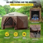 VEVOR Pop Up Gazebo Screen Tent, Pop-Up Instant Gazebo Tents with Mosquito Netting Outdoor Canopy, 6 Sided Sun Shelter 10x10ft with 6 Removable Wind Cloths &amp; 2 Mesh Windows, Pavilion Tent for Patio - Image 3