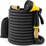 J&amp;B XpandaHose 150ft Expandable Garden Hose – Ultra-Strong 3750D, 4-Layer Latex Core, Brass 3/4″ Connectors, 10-Pattern Nozzle &amp; Storage Bag – Lightweight, Kink-Reducing, Leak-Resistant