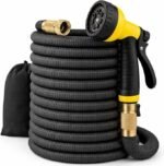 J&amp;B XpandaHose 150ft Expandable Garden Hose – Ultra-Strong 3750D, 4-Layer Latex Core, Brass 3/4″ Connectors, 10-Pattern Nozzle &amp; Storage Bag – Lightweight, Kink-Reducing, Leak-Resistant