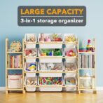 SpaceAid Toy Storage Organizer with 6 Shelves and 12 Bins, Bookshelf/Bookcase, Kids Bin Shelf, Toys Box for Playroom Organization for Bedroom & Room Decor, White, 52.3″ W - Image 4