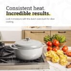 Lodge Essential Enamel Cast Iron Dutch Oven – Perfect for Bread Baking, Braising, Marinating &amp; Slow Cooking – Features Moisture-Sealing Lid &amp; Dual Handles – Kitchen Essentials – 6 Quarts – Oyster White - Image 4
