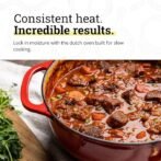 Lodge Essential Enamel Cast Iron Dutch Oven – Perfect for Bread Baking, Braising, Marinating &amp; Slow Cooking – Features Moisture-Sealing Lid &amp; Dual Handles – Kitchen Essentials – 6 Quarts – Island Spice Red - Image 3