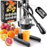 Zulay Kitchen Cast Iron Juicer – Easy-to-Clean Heavy-Duty Manual Juicer, Professional Citrus Juicer – Stainless Steel Lemon Squeezer – Manual Citrus Press &amp; Orange Squeezer – Orange Juicer (Black)