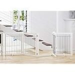PAWLAND Extra Wide Dog gate for The House, Doorway, Stairs, Dog Fences Indoor, Freestanding Foldable Wooden Pet Gates for Dogs, Set of Support Feet Included, 96 in Wide 30 in Tall, 4 Panels White - Image 4