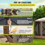 VEVOR Pop Up Gazebo Screen Tent, Pop-Up Instant Gazebo Tents with Mosquito Netting Outdoor Canopy, 6 Sided Sun Shelter 10x10ft with 6 Removable Wind Cloths &amp; 2 Mesh Windows, Pavilion Tent for Patio - Image 2