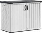 Devoko Outdoor Storage Cabinet 26 Cu Ft with Lockable Doors, Horizontal Storage Shed Waterproof Patio Tools Storage Box for Sofa Cushions, Gardening Tools and Accessories (White) - Image 5