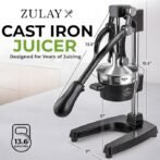 Zulay Kitchen Cast Iron Juicer – Easy-to-Clean Heavy-Duty Manual Juicer, Professional Citrus Juicer – Stainless Steel Lemon Squeezer – Manual Citrus Press &amp; Orange Squeezer – Orange Juicer (Black) - Image 5