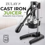 Zulay Kitchen Cast Iron Juicer – Easy-to-Clean Heavy-Duty Manual Juicer, Professional Citrus Juicer – Stainless Steel Lemon Squeezer – Manual Citrus Press &amp; Orange Squeezer – Orange Juicer (Black) - Image 5