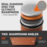 The Original Tumbler Rolling Knife Sharpener™ – Knife Sharpening Made Easy – Rolling Knife Sharpener Tool for Kitchen Knives – Knife Sharpener Kit Offers 15 &amp; 20 Degree Sharpening (Wood) - Image 3