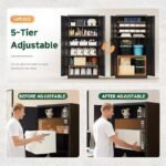 Letaya Metal Garage Storage Cabinets with Lock-72 Tall Tool Organizer Steel Lockers, 5 Adjustable Layers Shelves for Home,Office,Warehouse,Garage,(Black-72“) | with Lock, 72 Tall, Tool Organizer - Image 2