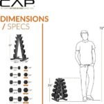 CAP Barbell Rubber Coated Dumbbell Weight Set with Vertical Rack | 100 lb, 150 lb, and 210 lb Options - Image 3