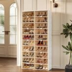 ANTBOX Portable Shoe Rack Organizer for Closet Entryway, Stackable Sneaker Storage Shoe Cabinet with Magnetic Clear Door, Large Plastic Storage containers Bins with Lids 10 Tiers 40 Pairs - Image 4