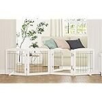 PAWLAND Extra Wide Dog gate for The House, Doorway, Stairs, Dog Fences Indoor, Freestanding Foldable Wooden Pet Gates for Dogs, Set of Support Feet Included, 96 in Wide 30 in Tall, 4 Panels White - Image 2