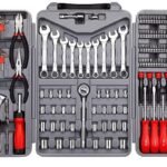 CARTMAN 205 Piece Ratchet Wrench Tool Set 1/4″ &amp; 3/8″ &amp; 1/2″ Drive with SAE/Metric Sockets Kit in Plastic Toolbox