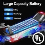 NANROBOT Electric Scooter Adults 50mph Dual Motor Electric Scooter with Suspension 80Miles Range Fast Sports Escooters Folding 10″ Off Road Tires 330LBS Max Loads Complies with UL2272 Certification - Image 3