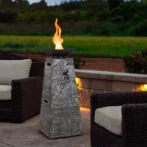 Costway 48 Inch Propane Fire Bowl Column with Lavas Rocks and PVC Covers - Image 5
