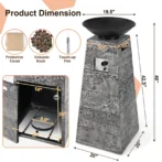 Costway 48 Inch Propane Fire Bowl Column with Lavas Rocks and PVC Covers - Image 4