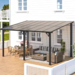 Aecojoy 10 ft. x 14 ft. Dark Gray Aluminums Patio Covers