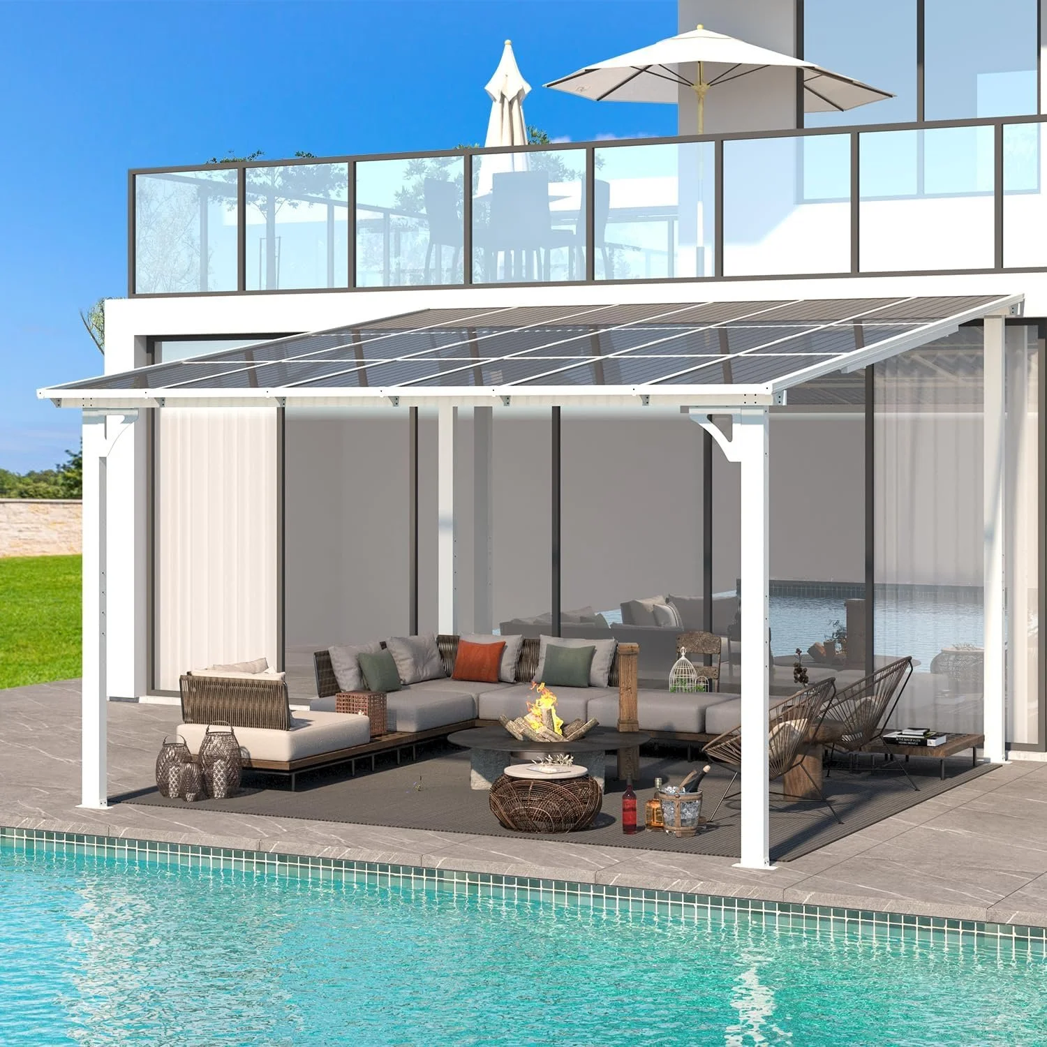 e1-7-1.webp Aecojoy 12 ft x 12 ft White Aluminum Pergola with Canopys - Image 1