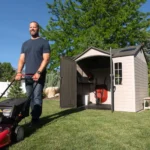 Lifetime Lockable Polyethylene Outdoor Storage Shed, 10′ x 8′, Tan &amp; Browns (60005) - Image 3