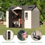 Lifetime Lockable Polyethylene Outdoor Storage Shed, 10′ x 8′, Tan &amp; Browns (60005) - Image 2